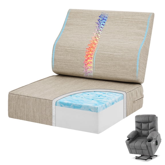 Baibu Recliner Cushion with Lumbar Pillow 20 x 20 x 5 Inch Large Memory Foam Seat Cushion