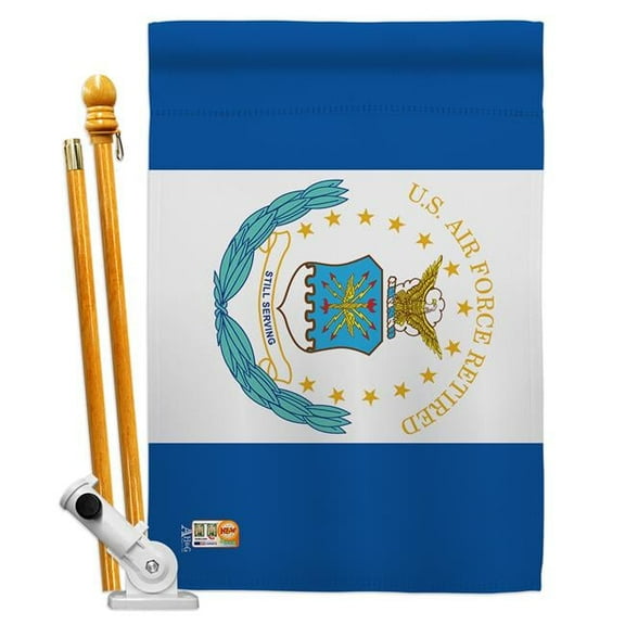 Americana Home & Garden AA-MI-HS-140355-IP-BO-D-US18-AG 28 x 40 in. Retired Air Force Military Impressions Decorative Vertical Double Sided House Flag Set & Pole Bracket Hardware Flag Set