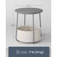 thumbnail image 2 of 2 Tier Round Side Table With Storage Basket U Shaped Support Nightstand For Living Room Bedroom, 2 of 6