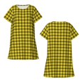 thumbnail image 5 of Salouo Yellow Checkered Plaid Print Short Sleeve Sleepshirt for Womens Comfy Nightgown Scoopneck Cute Nightdress Ruffle -X-Large, 5 of 7