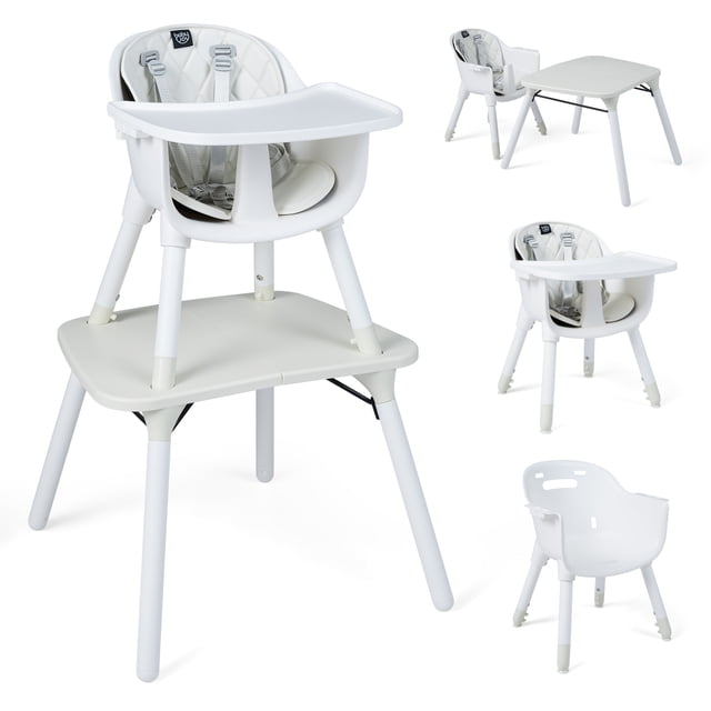 Costway 4-in-1 Infant High Dining Chair with 5-point Harness, Removable & Adjustable Tray White