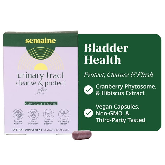 Semaine Urinary Tract Cleanse & Protect 12 Ct. – UTI Relief & Immunity Boost – Cranberry & Hibiscus