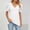 White, variant on Idoravan Women's Plus Size Tops Fashion Women Plus-Size Solid Short Sleeve V-Neck Casual Blouse T-shirt Tops