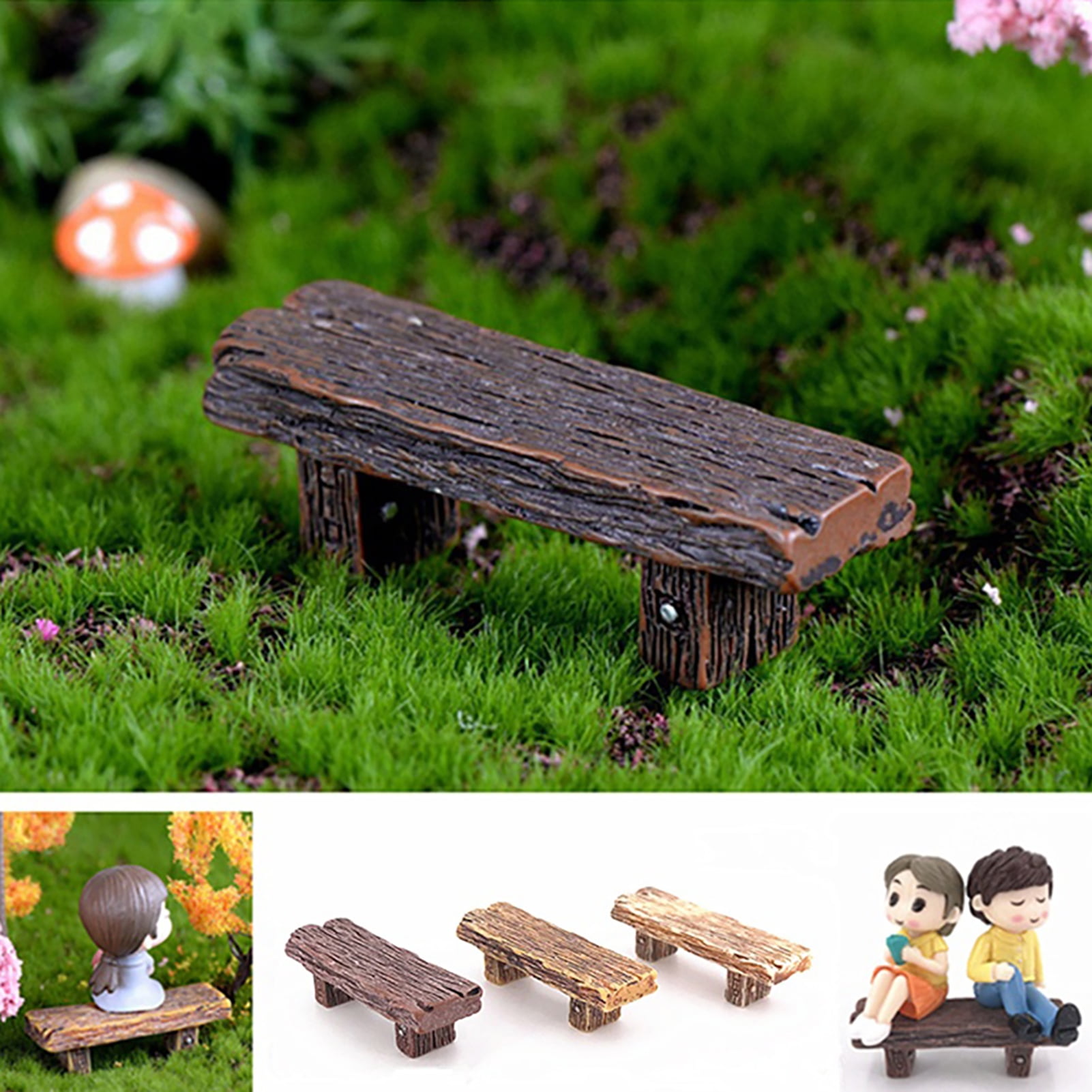 Miniature Dollhouse FAIRY GARDEN Furniture ~ Aged Resin Bench ~ NEW 
