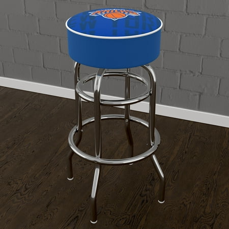 New York Knicks NBA City Padded Swivel Bar Stool - Blue, Orange, Silver