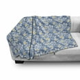 thumbnail image 2 of Tropical Soft Flannel Fleece Throw Blanket, Exotic Palm Leaves and Butterflies, Cozy Plush for Indoor and Outdoor Use, 50" x 70", Azure Blue Yellow White, by Ambesonne, 2 of 5