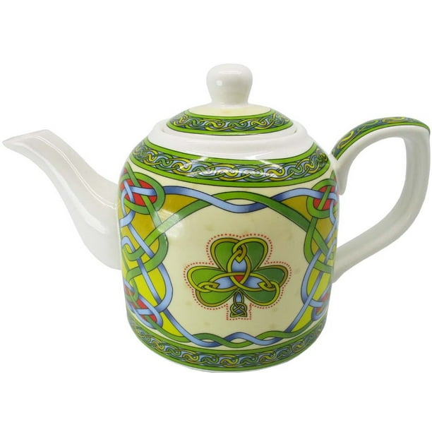 relais borduurwerk Polijsten Royal Tara Irish Shamrock Porcelain Teapot with Celtic Design | Capacity 22  fl oz in Green Color | St. Patrick's Day Gift - Walmart.com