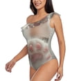 thumbnail image 5 of Daiia Raindrop Kitten Paw Women's One Piece Swimsuits Personalized One Shoulder Swimwear Asymmetric Ruffle Bathing Suits-Small, 5 of 8