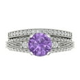 thumbnail image 2 of 1.99 ct Brilliant Round Cut Alexandrite 14k White Gold Solitaire with Accents Engagement Bridal Wedding Ring Band Set size 6.75, 2 of 7