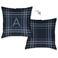 thumbnail image 2 of Laural Home  Plaid Navy Blue Monogram Decorative Throw Pillow (18 inches x 18 inches), 2 of 3