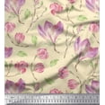 thumbnail image 1 of Soimoi White polyester Crepe Fabric Leaves & Magnolia Floral Print Fabric by the Yard 42 Inch Wide, 1 of 3
