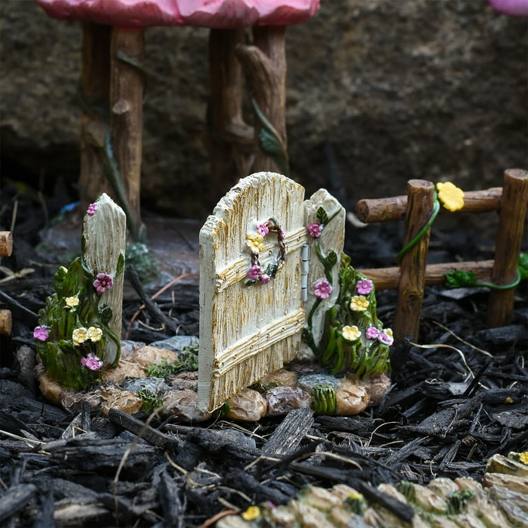 White Wood Miniature Cottage Gate Outdoor Fairy Garden Dollhouse Landscape Decor White Wood Miniature Cottage Gate Outdoor Fairy Garden Dollhouse Landscape Decor