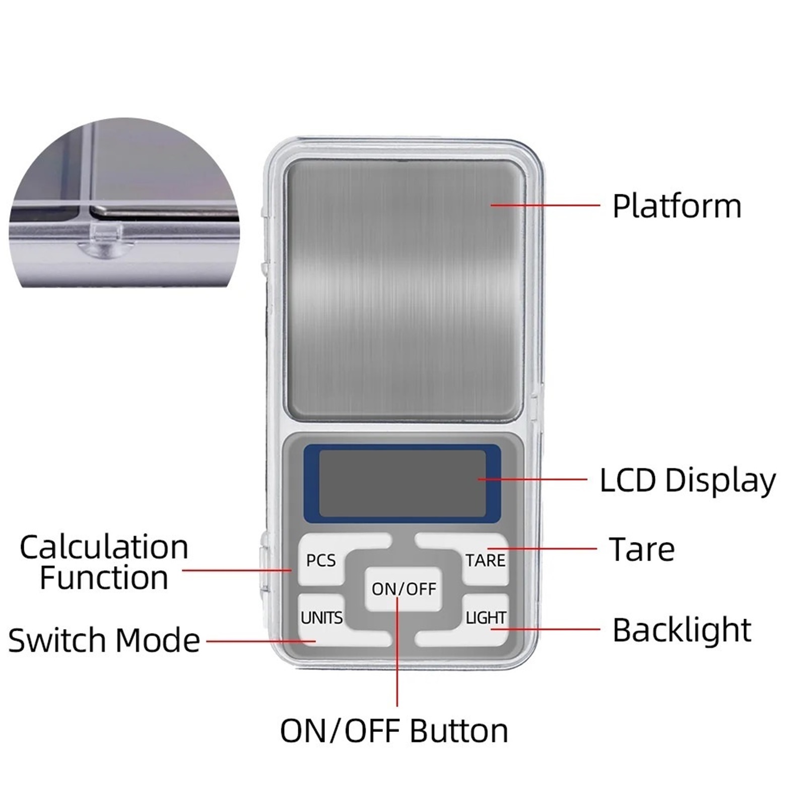 Portable Pocket Scale Electronic Weight Scale Digital Balance Jewelry Diamond Weighing Scales ,Multiple Accessories