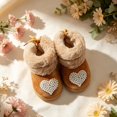 thumbnail image 4 of Miaouyo Infant Baby Girls Booties Fuzzy Cuff Non Slip Soft Sole First Walker Shoes, 4 of 9