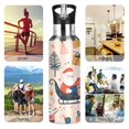 thumbnail image 7 of Yayeee 20oz Double Wall Stainless Steel Water Bottle with Flip Straw, Beige Christmas Santa, 7 of 7