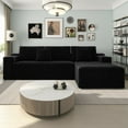 thumbnail image 4 of GAKMCIL 104" 4 Seater Cloud Sectional Couch with L-Shape Right Facing Chaise, Comfy Modular Plush Corduroy Sofa, Upholstered Deep Seat Sofa for Living Room Bedroom (No Assembly Required) (Black), 4 of 7