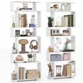 thumbnail image 1 of Gymax 2PCS 6-tier Storage Bookshelf Tall Display Shelf w/ Anti-toppling Kits White, 1 of 10