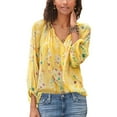 thumbnail image 1 of Uhndy Womens V Neck Floral Summer Tops Casual Loose T Shirts Plus Size 3/4 Sleeve Blouse-LQ, 1 of 1