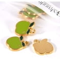 thumbnail image 2 of 12 Whole 5/8 inch Green Apple Jewelry Pendant Charms Gold Plated with Lime Enamel Paint, 2 of 2