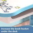 thumbnail image 5 of Kids Desk Functional & Adjustable Chair Set, Height Adjustable Children School Study Table Chair Set with Cartoon Pattern, Storage, Drawers, Bookshelf, Kids Desk Table (Blue 2), 5 of 9