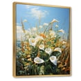 thumbnail image 2 of Designart "White Green Lilies landscape Pointillism Dot I" Floral Floater Framed Canvas Print, 2 of 7