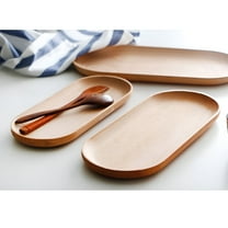 LAMIRO Mini Oval Wooden Storage Tray Small Platter Wooden Tray Home Kitchen Decorative