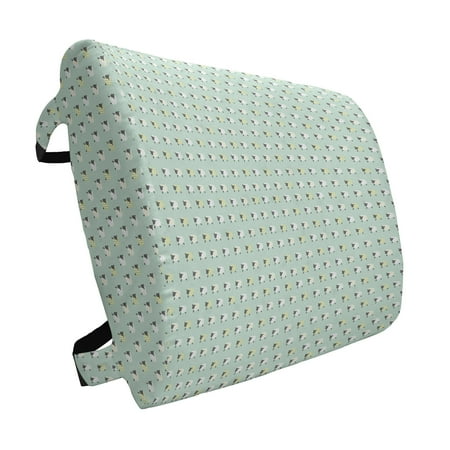 

Sheep Lumbar Pillow Simplistic Illustration of Fluffy Animal Theme Soft Back Cushion for Office Chairs with Adjustable Straps 14 x 13 Almond Green Green by Ambesonne