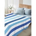 thumbnail image 4 of Geometric Stripe Twim XL Size Flat Sheet, Wrinkleproof & Fadeproof Cooling Flat Bed Sheet Only, Ombre Farmhouse Blue Vertical Striped Breathable Soft Bedding Top Sheets 66 x 102 Inches, 4 of 8