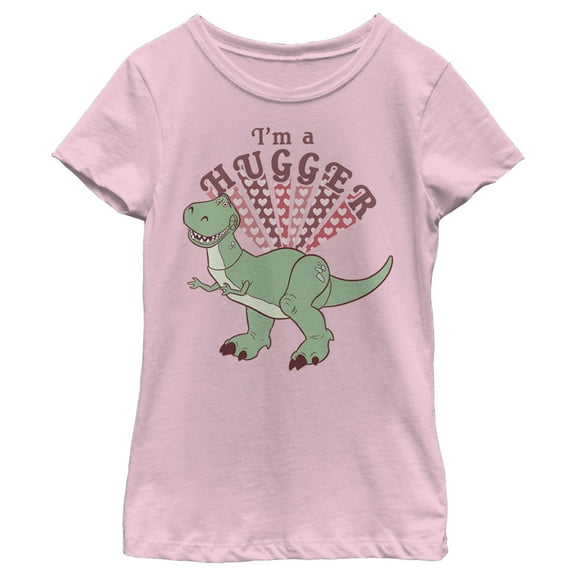 Girl's Toy Story Rex I'm A Hugger Hearts  Graphic Tee Light Pink X Large