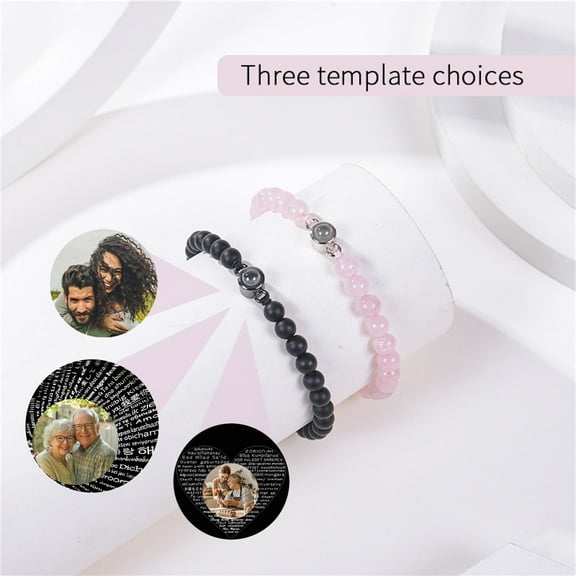 Msgweeeg Bracelet for Women Personalized Projection Bracelet Custom Bracelets with Picture Inside for Anniversary Memorial for His and Her Matching Couple Gifts Bracelets Gifts