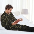 thumbnail image 6 of Fuzoiu Glittering stars Print Men's Long-Sleeved Pajama,Lounge Button Down Nightwear,Mens Notch Collar Pajama Set-XX-Large, 6 of 7