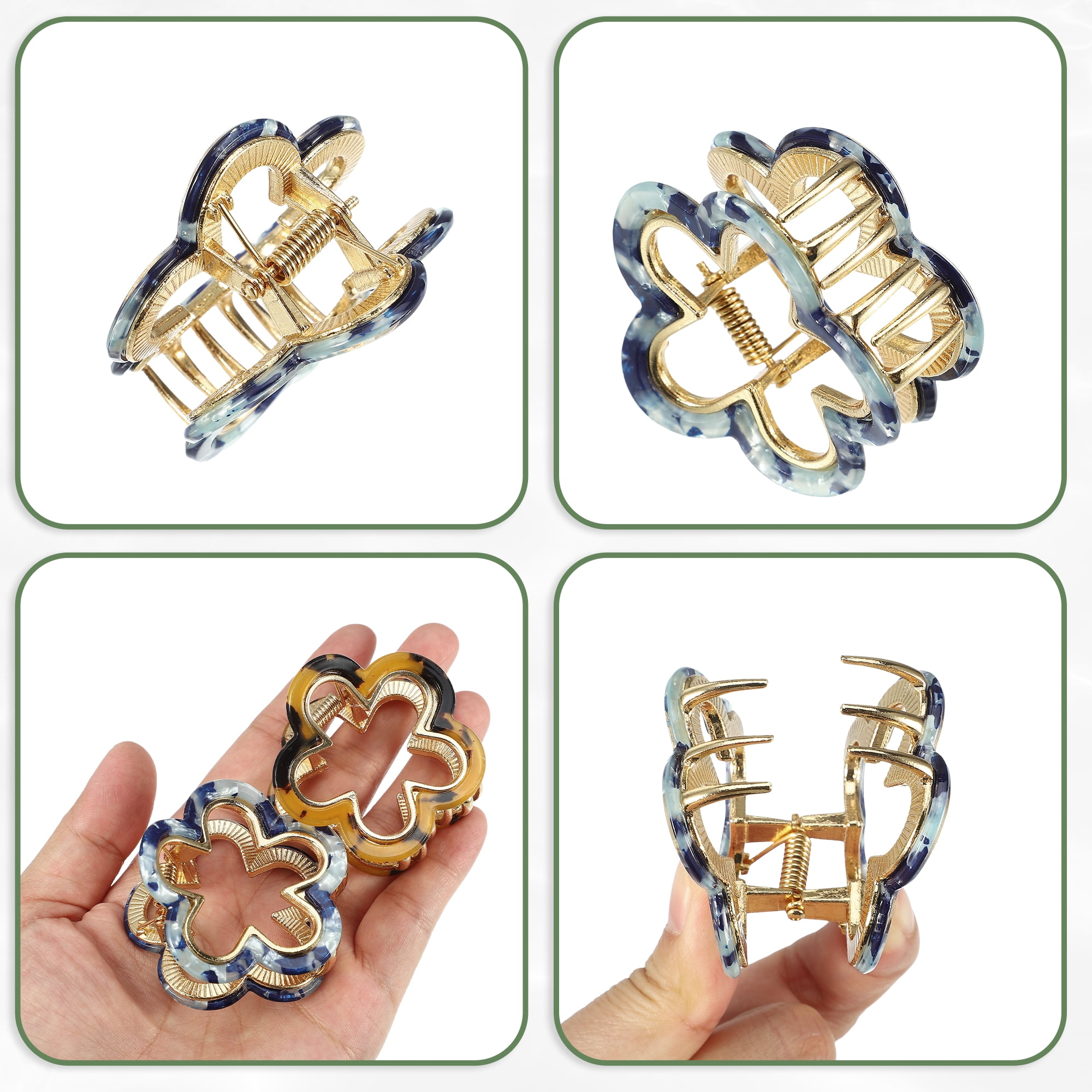 Unique Bargains 2Pcs Flower Hair Claw Clip Non-Slip Cute Acrylic Hair Claw Clip Multicolor