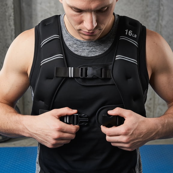 Resenkos Workout Weighted Vest with Mesh Bag Adjustable Buckle-16 lbs