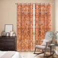 thumbnail image 3 of Boho Orange Kitchen Curtains 84 Inch Length, Country Style Bohemian Floral Retro Tribal Grommet Top Bedroom Living Room Curtains, Light Filtering Cafe Curtain Drapes 2 Panels Set 84''x84'', 3 of 9