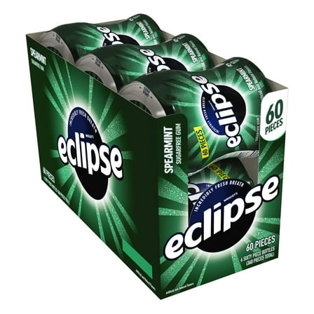 Eclipse Gum, Spearmint, Sugar Free, 60 Pieces (Pack of 6)