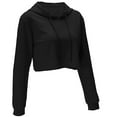 thumbnail image 3 of HAPIMO Sales Sweatshirt for Women Drawstring Crop Pullover Tops Solid Color Long Sleeve Relaxed Fit Womens Hoodie Sweatshirt Teen Girls Clothes Black M, 3 of 5