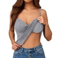 thumbnail image 2 of Women Solid Camisole Bodysuit with Built-in Padded Cups, Slim Fit Stretchy Shapewear for Daily Layering Gray 6XL, 2 of 6