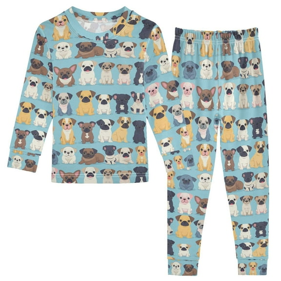 joogoo Doodle Animal Dog 2 Piece Long Sleeve Tee and Pants Cotton Pajama Set 5Y