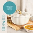 thumbnail image 4 of The Pioneer Woman 3.5-Quart Pumpkin Enameled Cast Iron Dutch Oven, Linen, 4 of 16