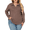Caramel, variant on NISVIYA Oversized Workout Shirts for Women Casual Solid Color Tops Fashion Ribbed Blouses Basic Classic Lapel V Neck Sweaters