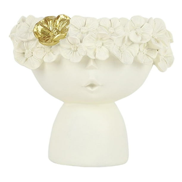 Maceta de cabeza maceta Adorable maceta figuras decorativas para chica Beige