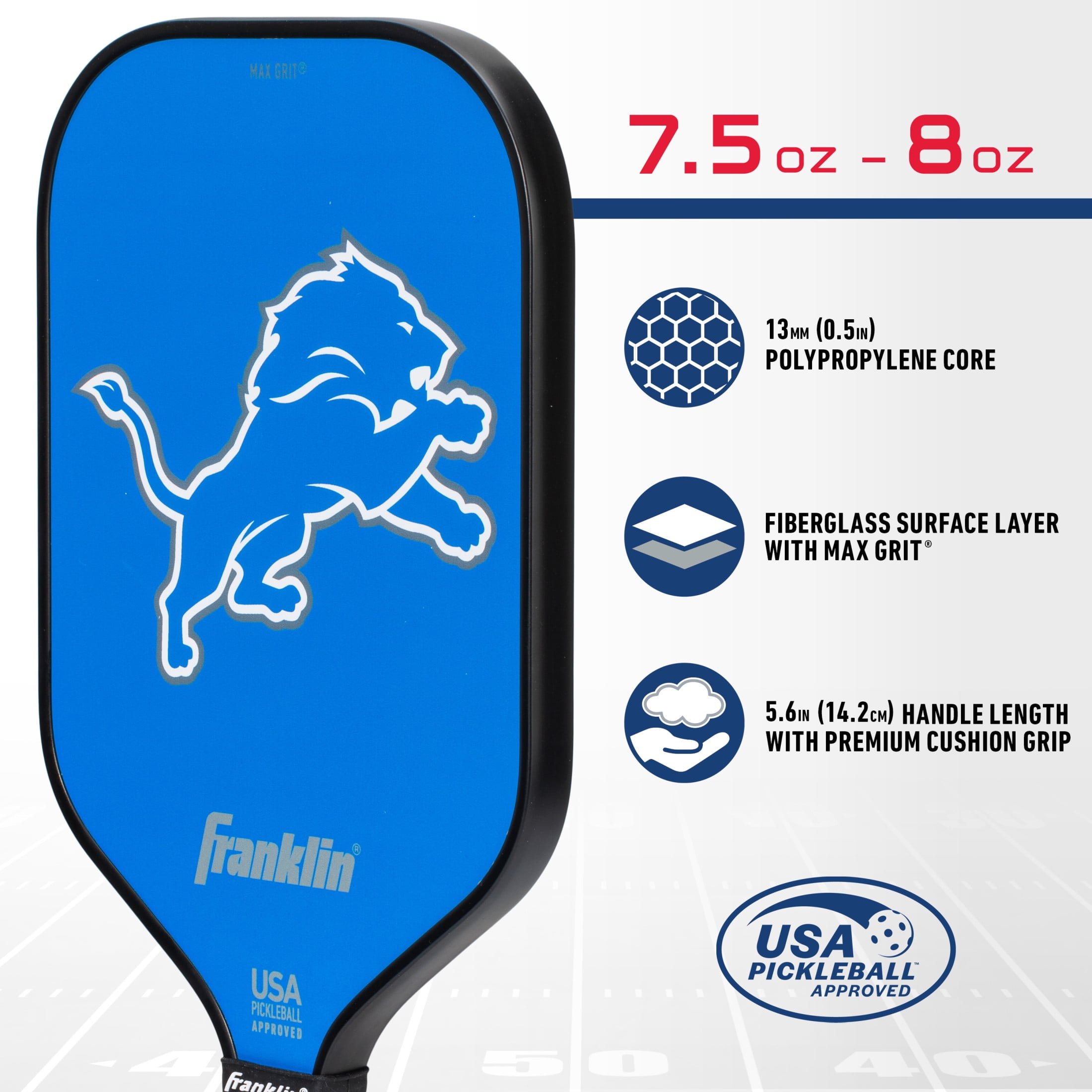 Franklin Sports NFL Detroit Lions Pickleball Paddle - Official NFL Team Pickleball Paddles - USAP (USAPA) Approved Premium Quality Pickleball Paddles - Authentic Team Logos + Colors