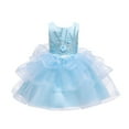 thumbnail image 2 of Vedolay Girls Elegant Sleeveless Crew Neck Floral Lace Princess Dress,Light Blue 6-7 Years, 2 of 5