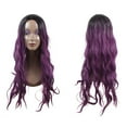 thumbnail image 6 of Unique Bargains Human Hair Wigs for Lady 28" Curly Wig with Wig Cap Deep Purple, 6 of 7