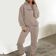 thumbnail image 4 of Wangmeiwg Women's Sweatshirts Women's Trousers Suit Letter Print Hoodie Casual Pants Set for Everyday Style and Comfort Khaki M, 4 of 9