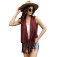 thumbnail image 2 of Yesfashion Women's Fringe Vest 70s Hippie Sleeveless Tassel Long Cardigan Jacket Cowgirl Western Tops, 2 of 9