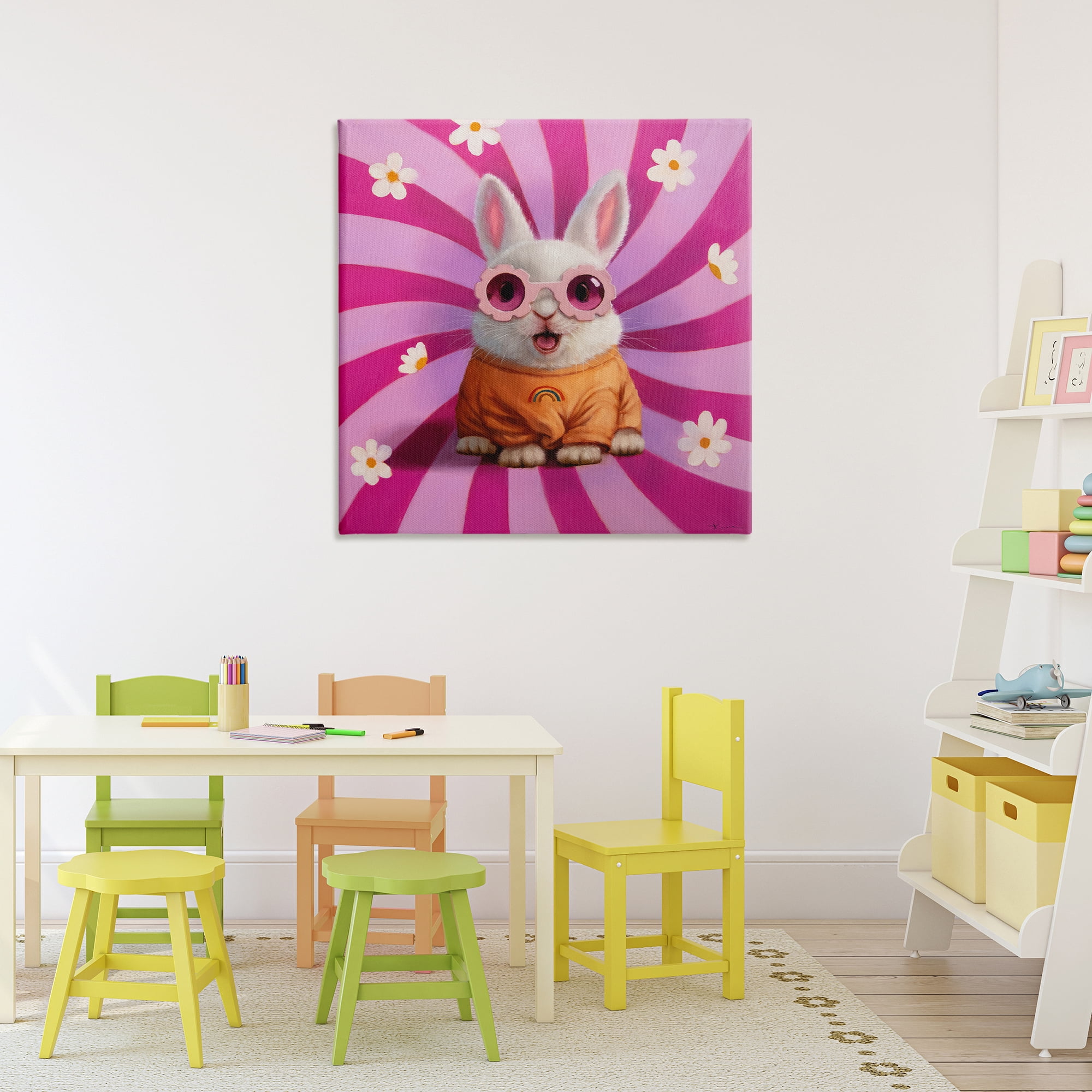 Stupell Industries Good Vibes Only Rabbit Canvas Wall Art, design by Lucia Heffernan