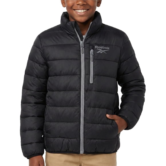 Campera acolchada Reebok para niño, negra, talle 10-12