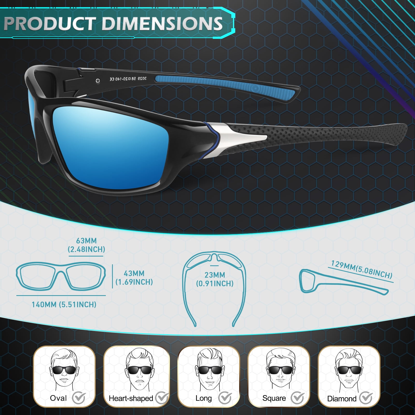 Sunier Polarized Sports Sunglasses for Men Women, Fishing Driving Outdoor Shades