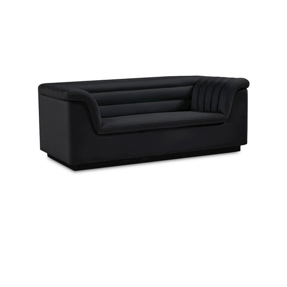 Meridian Furniture Cascade Black Velvet Fabric Loveseat
